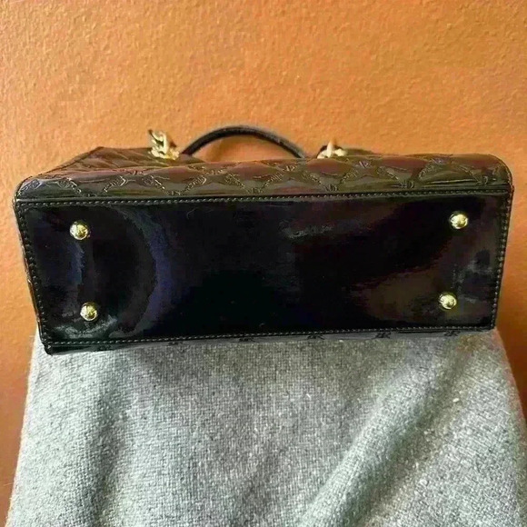 Rioni Italia Moda “The Lady” Quilted Signature Black Patent Leather Bag New! - Picture 5 of 16